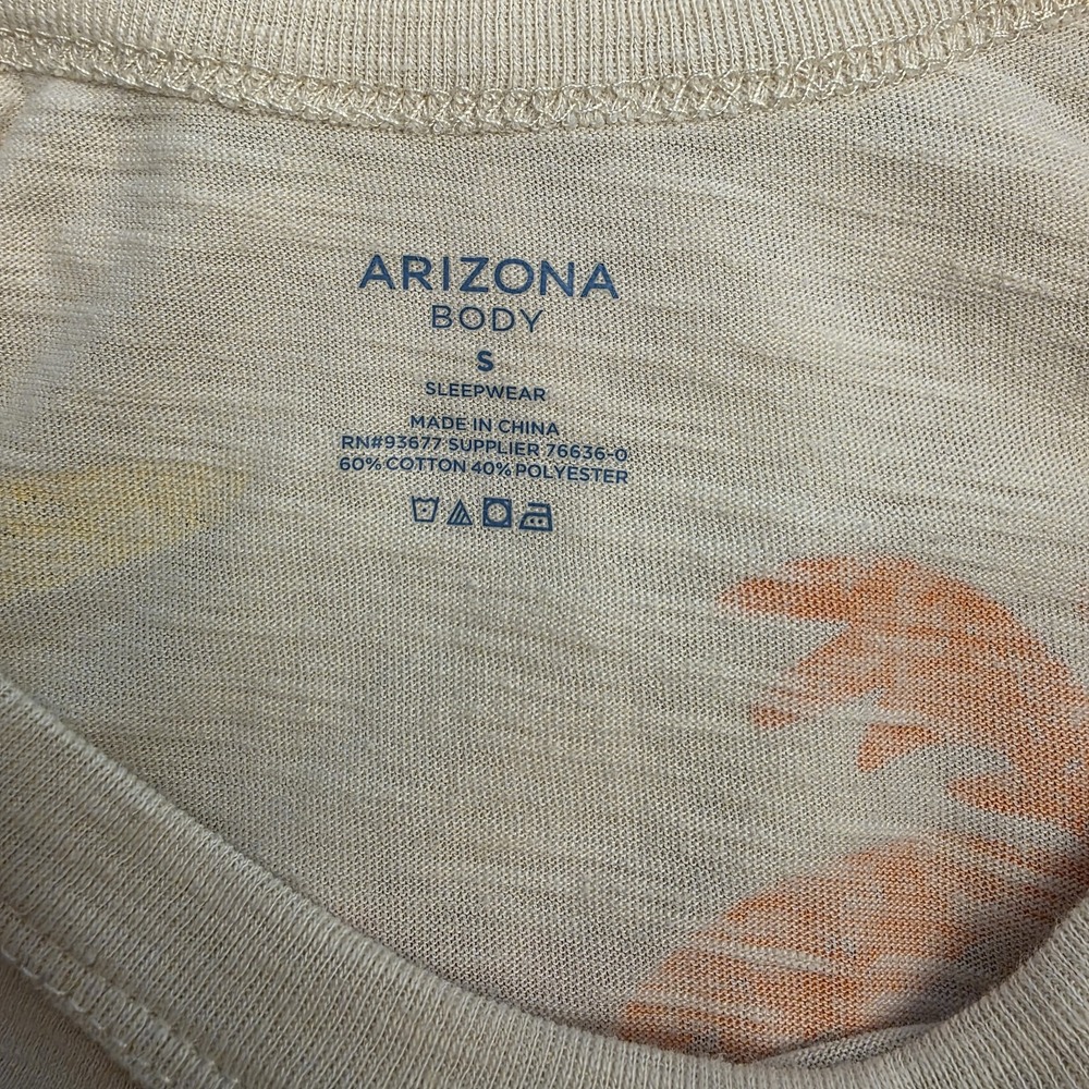 Arizona Body Sleepwear Sz S "Endless Summer" Tropical Palm Trees Cropped White - Picture 8 of 8
